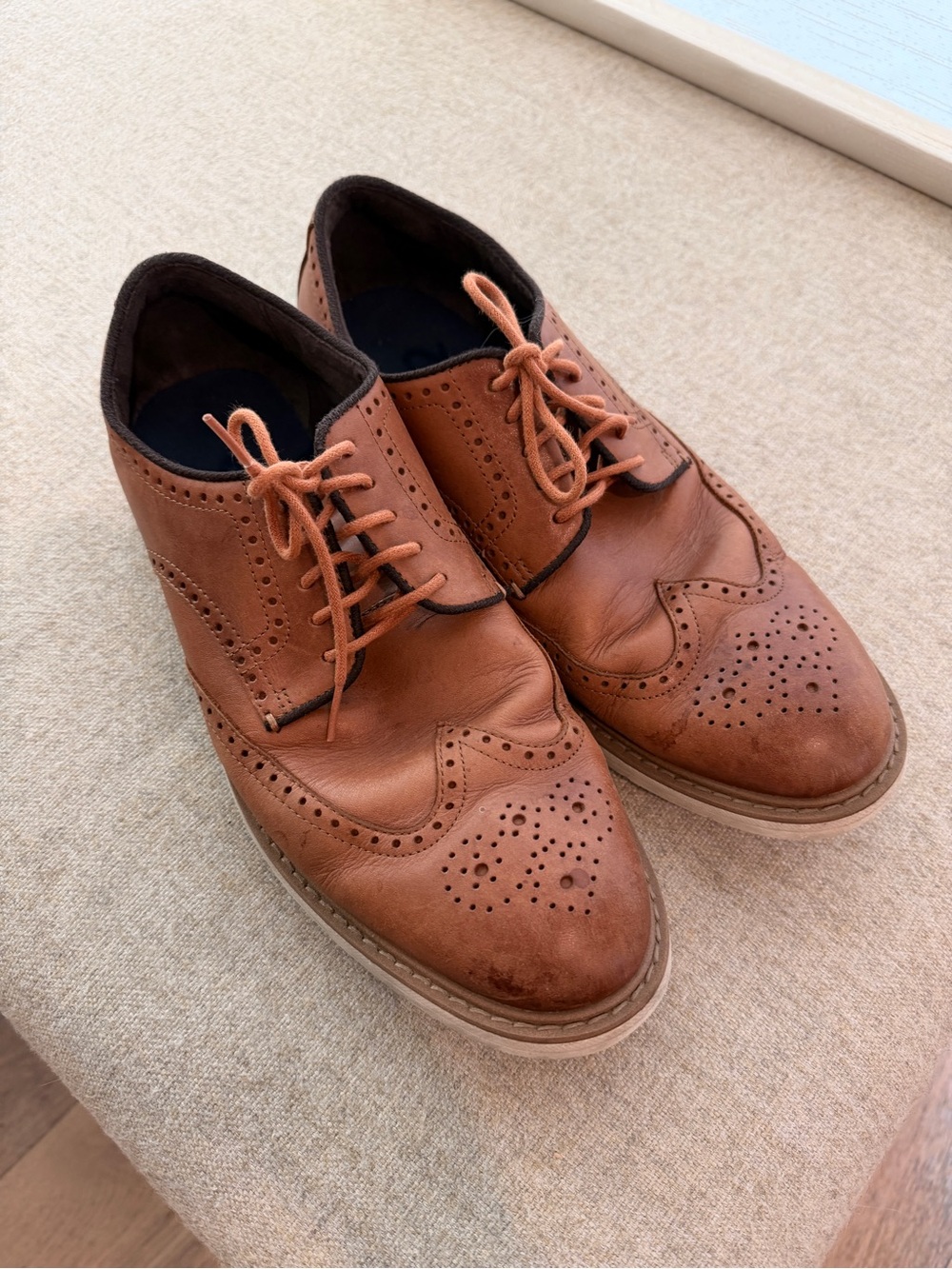 Cole Haan Tan Wingtip Derby Oxfords